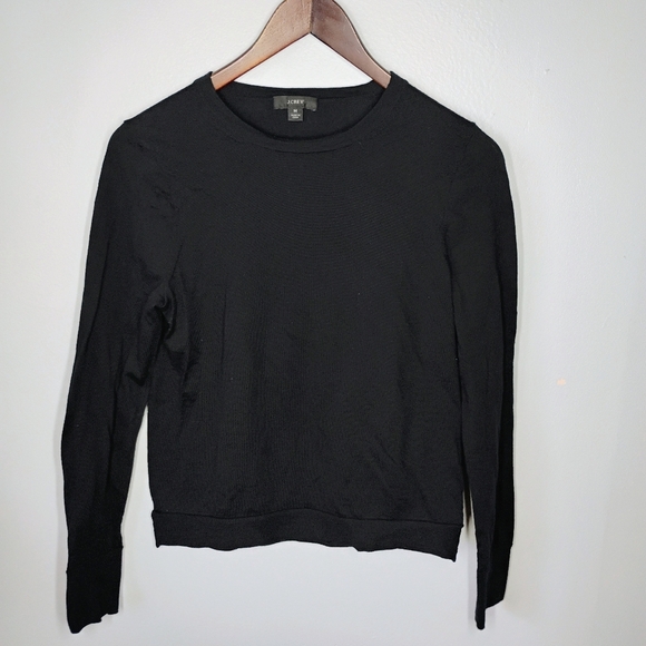 J Crew Margot Sweater Womens Medium Black 100% Merino Wool Office Sophisticated - Picture 9 of 9